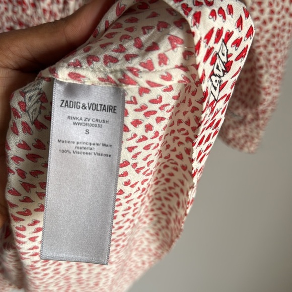 ZADIG & VOLTAIRE Rinka Heart-print Dress In Red Silk Small - Picture 9 of 14